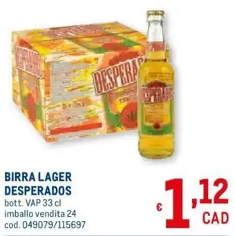 Metro Birra Lager Desperados VAP 33 cl offerta