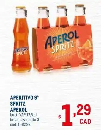 Metro Aperol Aperitivo 9° Spritz 17, 5 cl offerta