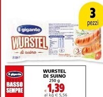 Il Gigante Il gigante wurstel di suino offerta