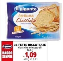 Il Gigante Il gigante 36 fette biscottate offerta