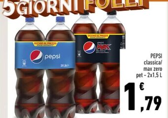 Conad Pepsi classica/ max zero pet 2x1,5 L offerta