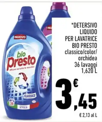 Conad Bio Presto Detersivo Liquido Per Lavatrice classico/color/ 36 lavaggi 1,620 L offerta
