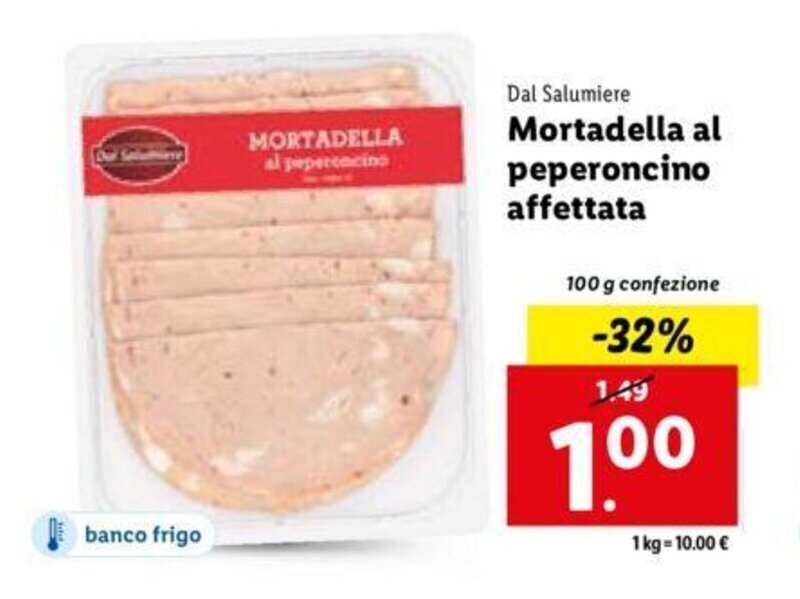 Dal Salumiere Mortadella al peperoncino affettata 100 g offerta di Lidl