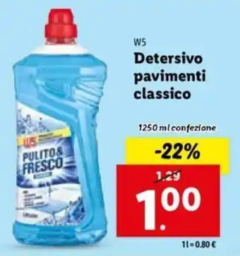 Lidl W5 Detersivo pavimenti classico 1250 ml offerta