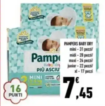 Conad Pampers Baby Dry XL 17 pezzi offerta