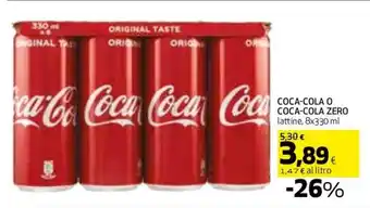 Coop Coca Cola o Coca Cola Zero 8 x 330 ml offerta