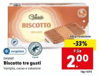 Lidl Gelatelli Biscotto tre gusti 480 g offerta