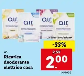 Lidl W5 Ricarica deodorante elettrico casa 2x 20 ml offerta