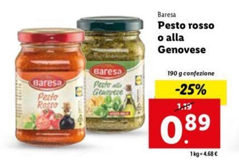 Baresa Pesto rosso o alla Genovese 190 g offerta di Lidl