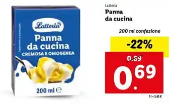 Lidl Latteria Panna da cucina 200 ml offerta