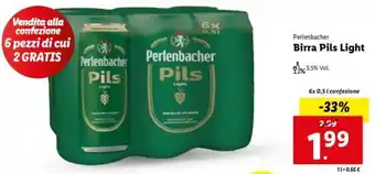 Lidl Perlenbacher Birra Pils Light 6x 0,5 L offerta