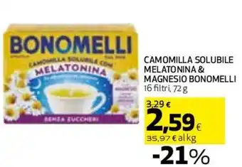 Coop Bonomelli Camomilla Solubile Melatonina & Magnesio 16 Filtri, 72 g offerta