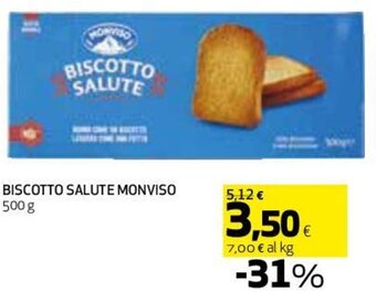 Coop Monviso Biscotto Salute 500 g offerta