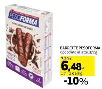 Coop Pesoforma Barrette Cioccolato Al Latte 372 g offerta