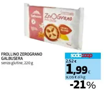 Coop Galbusera Frollino Zerograno 220 g offerta