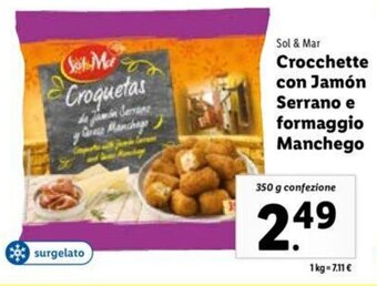 Lidl Sol & Mar Crocchette con Jamón Serrano e formaggio Manchego 350 g confezione offerta