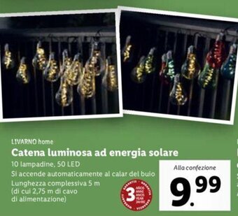 Lidl Livarno Home Catena luminosa ad energia solare offerta