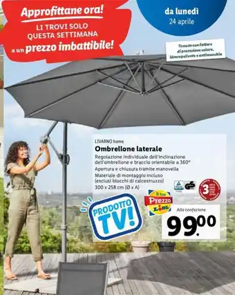 Livarno Home Ombrellone laterale 300 x 258 cm