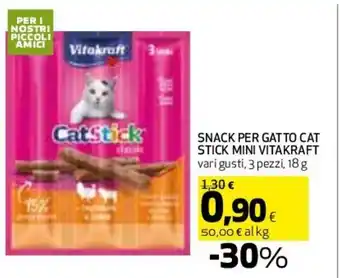 Coop Vitakraft Snack Per Gatto Cat Stick Mini 3 pezzi, 18 g offerta