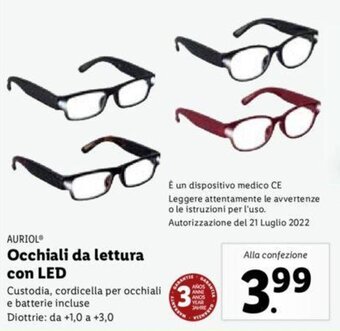 Lidl Auriol Occhiali da lettura con LED offerta