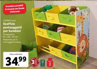 Lidl Livarno Home Scaffale portaoggetti per bambini 65 x 60 x 30 cm offerta