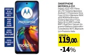 Coop Motorola E³² Smartphone offerta