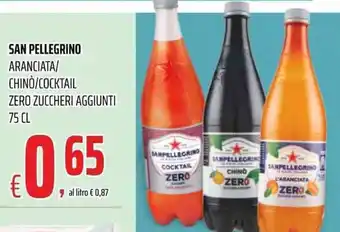 Coop San Pellegrino Aranciata/Chinó/Cocktail zero zuccheri aggiunti 75 cl offerta