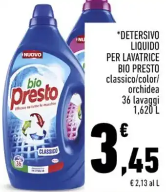 Conad Superstore Bio Presto Detersivo Liquido Per Lavatrice 36 Lavaggi 1,620 L offerta