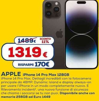 Euronics Apple iPhone 14 Pro Max 128GB offerta