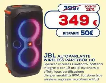 Euronics JBL Altoparlante Wireless Partybox 110 offerta