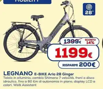 Euronics Legnano E-Bike Aria 28 Ginger offerta