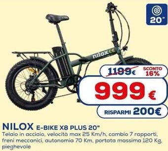 Euronics Nilox E-Bike X8 Plus 20" offerta