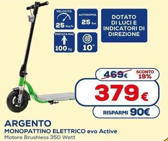 Euronics Argento Monopattino Elettrico Evo Active offerta