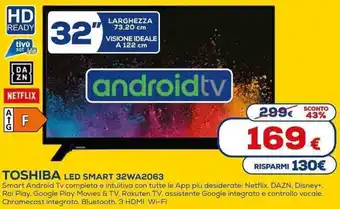 Euronics Toshiba LED Smart 32WA2063 offerta