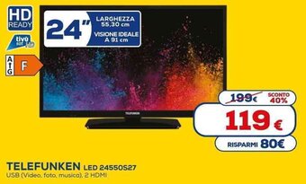 Euronics Telefunken LED 24550S27 offerta