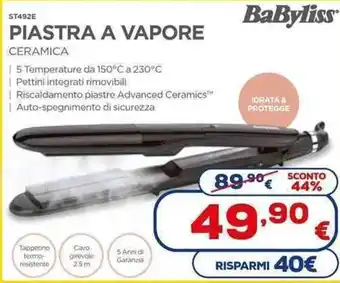 Euronics BaByliss Piastra A Vapore offerta