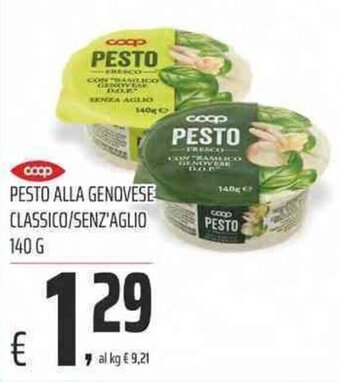 Coop Coop Pesto alla genovese classico/senz'aglio 140 g offerta