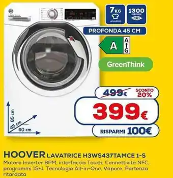 Euronics Hoover Lavatrice H3WS437TAMCE 1-S offerta