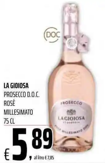 Coop La Gioiosa Prosecco D.O.C. Rosè Millesimato 75 cl offerta