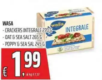 Coop WASA crackers integrale 270 g, Oat & Sea Salt 265 g, Poppy & Sea sal 245 g offerta