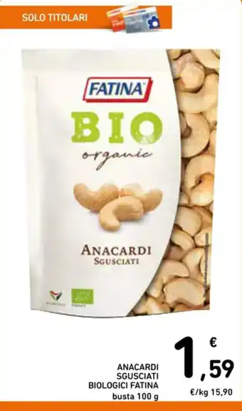 FATINA ANACARDI SGUSCIATI BIOLOGICI 100 g