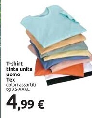 Carrefour Iper Tex t-shirt tinta unita uomo offerta