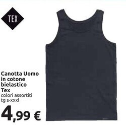 Carrefour Iper Tex canotta uomo in cotone bielastico offerta