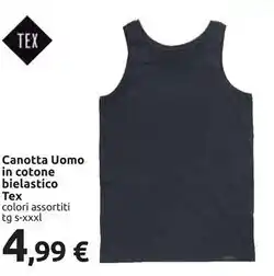 Tex canotta uomo in cotone bielastico