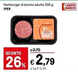 Iper La Grande Iper hamburger di bovino adulto offerta