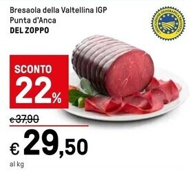 Iper La Grande Del zoppo bresaola della valtellina igp punta d'anca offerta