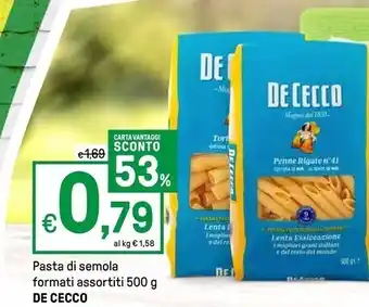 Iper La Grande De cecco pasta di semola formati assortiti offerta