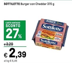 Iper La Grande Sottilette burger con cheddar offerta