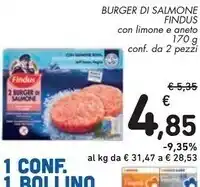 Spazio Conad Findus burger di salmone offerta