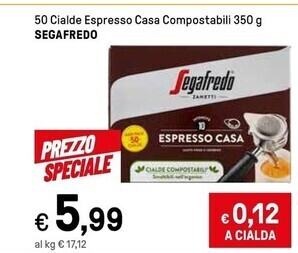 Iper La Grande Segafredo 50 cialde espresso casa compostabili offerta